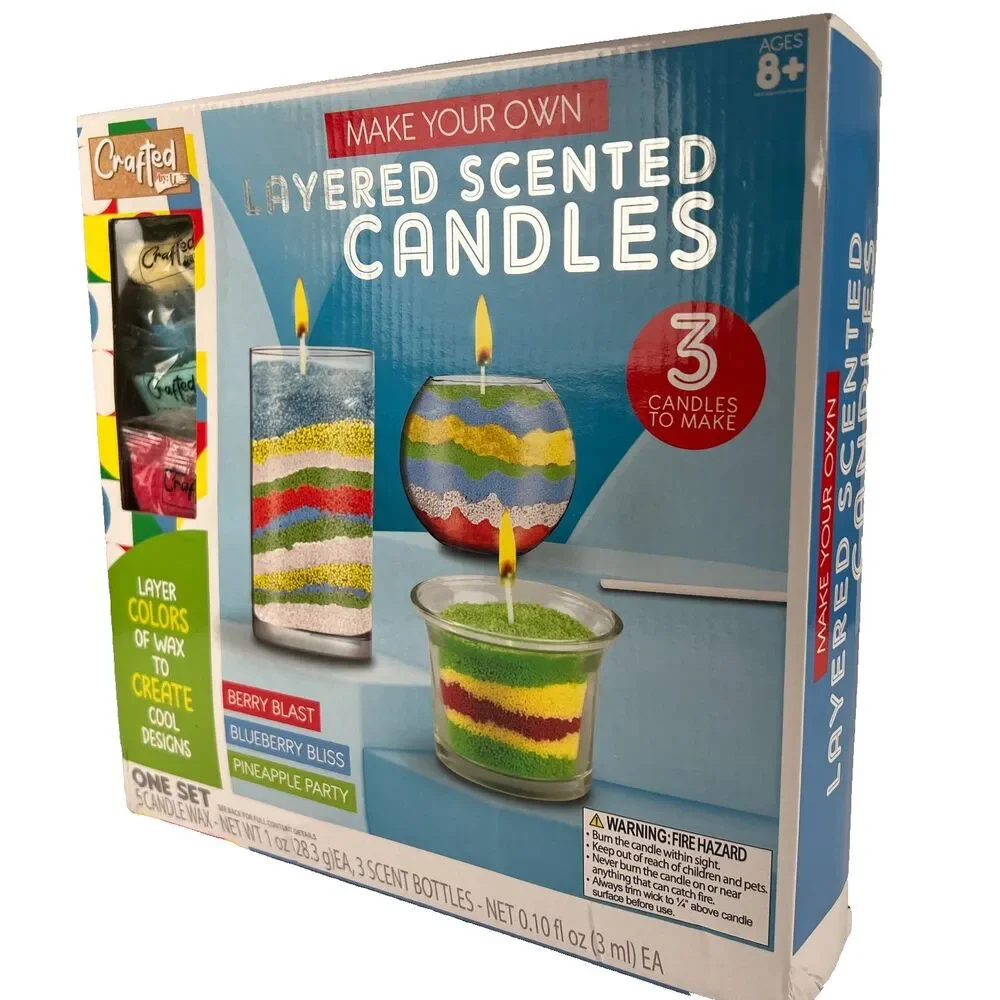 Make Your Own Layered Scented Candles 3 in Kit-Jars Wicks inc NEW SEALED BOX